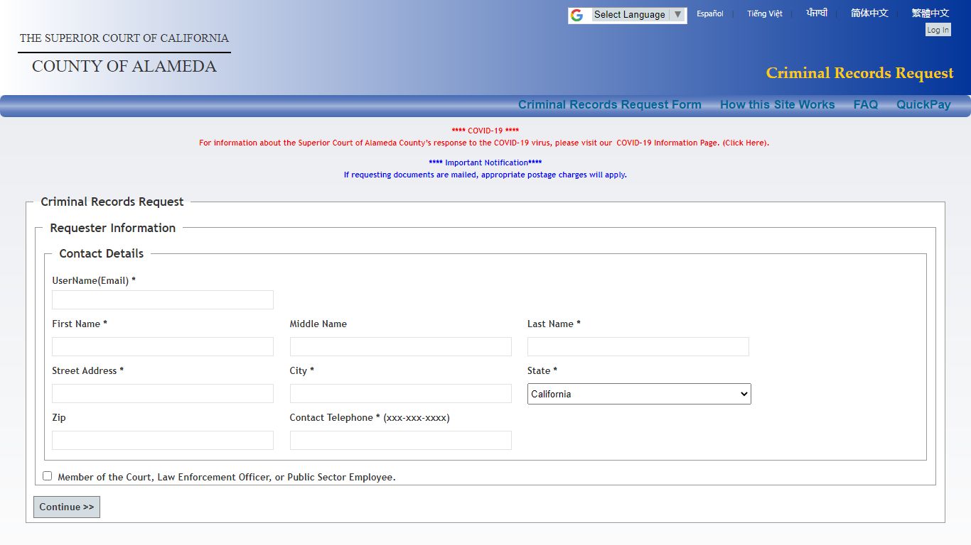 Criminal Records Request - Criminal Records ... - California