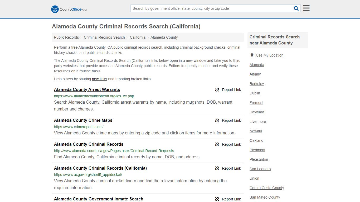 Criminal Records Search - Alameda County, CA (Arrests ...