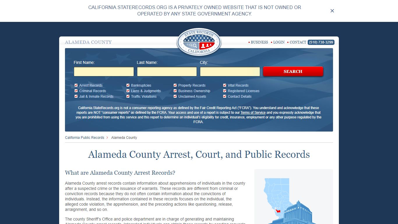 Alameda County Arrest, Court, and Public Records
