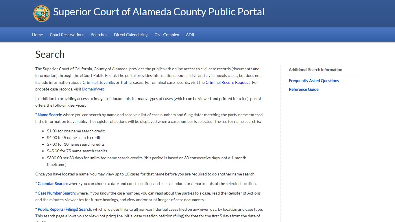Search | Alameda eCourt Public Portal